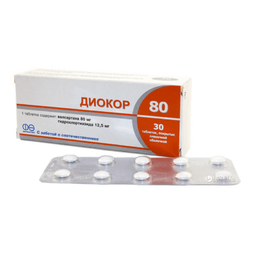 DIOKOR tabletkalari 80mg/12,5mg N10