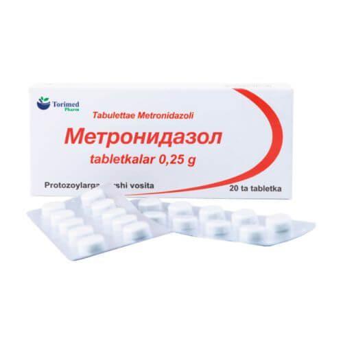 METRONIDAZOL tabletkalari 250mg N10