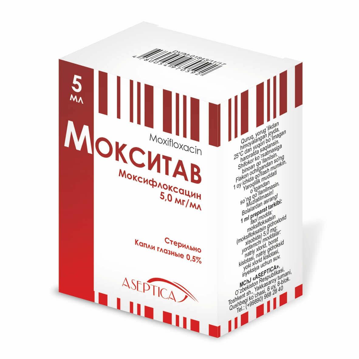 MOKSITAV ko'z tomchilari 5ml 0,5%