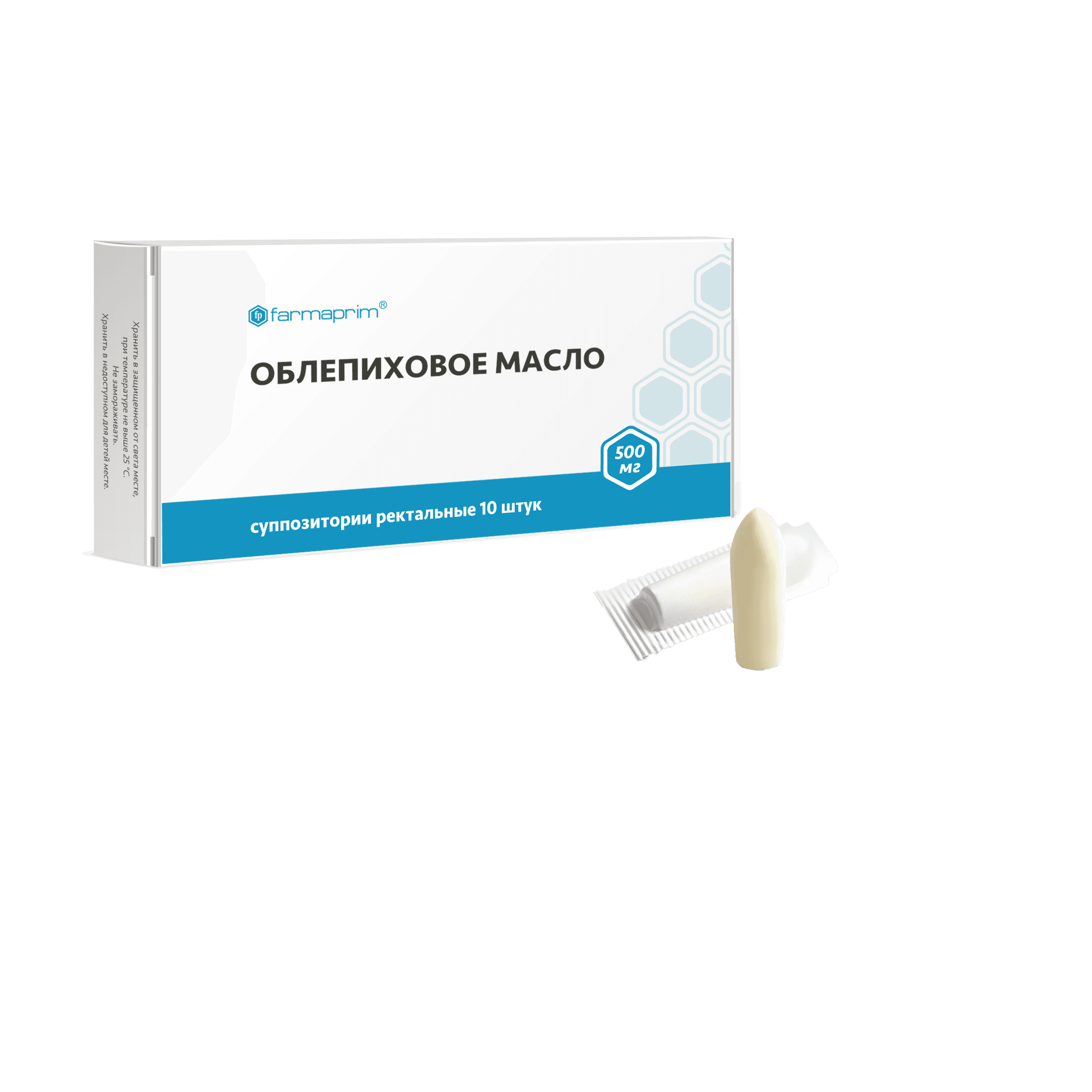 OBLEPIXOVOE MASLO suppozitorii 500mg N10
