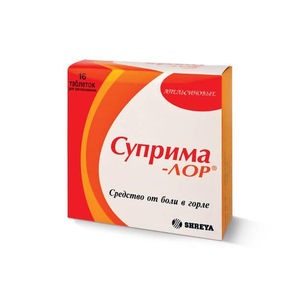 СУПРИМА ЛОР таблетки со вкусом апельсина N16 от Shreya Life Sciences PVT. LTD.